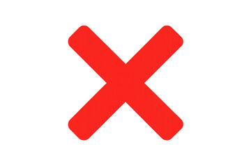 Obraz premium Red cross mark indicating wrong, error, decline, or rejection, clear communication on transparent background