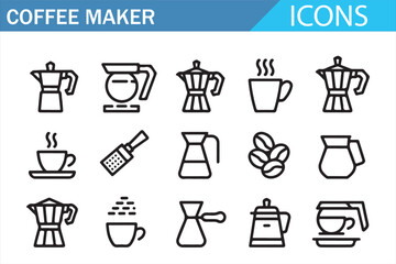 Black and White Coffee Maker Icon Designs for Graphic Use