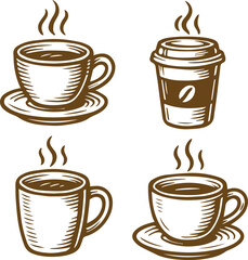 set of coffee cups and mugs