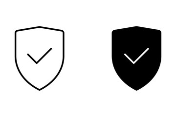 Shield check mark  icon set. Protection approve sign. Safe icon vector