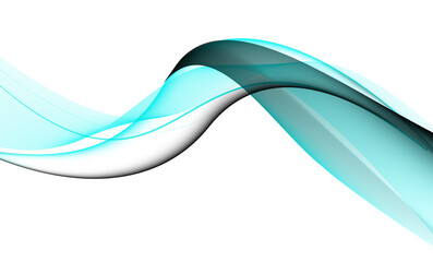 Abstract flowing wave of turquoise light particles on a black background