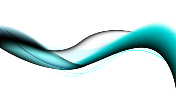 Abstract flowing turquoise and blue light trails on a dark background - Powered by Adobe