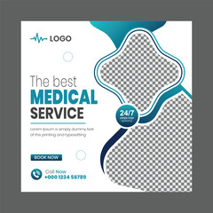 Modern healthcare and Medical services social media ad design. Clean and Professional post template for Clinics and Hospitals