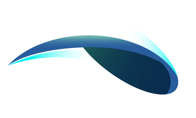 Abstract blue and teal swirl shape with gradient on black background