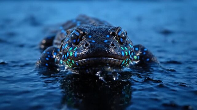 Twilight Jewel An Iridescent Mudskipper on a Black Volcanic Sand Beach
