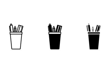 Pencil case icons in outline and fill. vector illustration for ui.