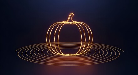 Abstract glowing pumpkin design with concentric circles for Halloween projects and spooky season designs with a modern aesthetic ideal for social media