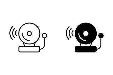 School bell icon set. Vector icon of fire bell for emergency alarm.