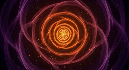 Stunning abstract spiral with glowing orange and purple light trails, perfect for a modern tech startup or vibrant creative agency branding