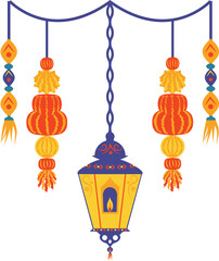 Colorful Hanging Toran Decoration for Diwali Indian Festival Decorative Ornament With Hanging Lantern