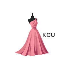 KGU Elegant Pink Dress Logo Design.  KGU Fashion Boutique and Clothing Brand Identity.  KGU Luxury Style Symbol.
