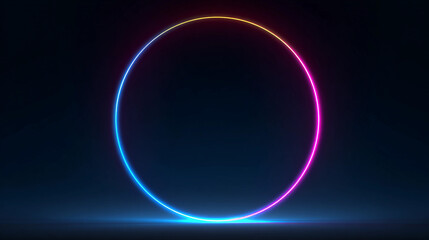 Obraz premium Colorful neon circle glowing in dark background
