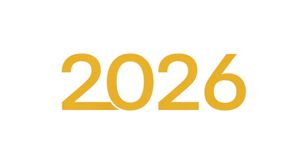 The number 2026 in a stylish, bold, golden font, isolated on a clean transparent background
