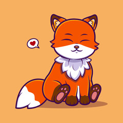 Charming fox holding a red heart balloon, symbolizing love and affection. Cute Character Mascot Illustration.