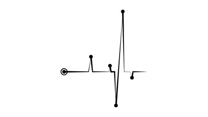 Dynamic heartbeat line art for medical presentations and healthcare marketing, an abstract symbol of life and wellness on a clean white backdrop.