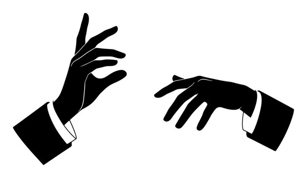 Minimalist Silhouette of Orchestra Conductor Hands, Expressive Musical Gesture