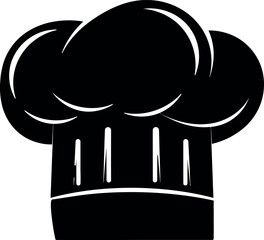  Black silhouette of a chefs toque or hat, representing culinary arts, cooking, and professional chefs