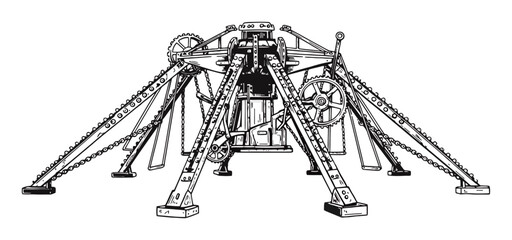 Vintage Carnival Ride Parts Vector | Nostalgic Fairground Machinery Design