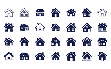 Obraz premium Universal Home House Building Navigation UI Icon Set