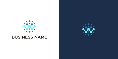 Modern Letter W Monogram Logo Design with Digital Dots for Technology and Data Branding