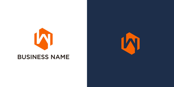 Modern Letter W and N Monogram Logo Design in Hexagon Shape for Construction and Corporate Branding