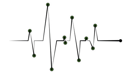 Dynamic heartbeat line with vibrant green accents, perfect for medical tech branding or conveying vital health awareness in modern designs