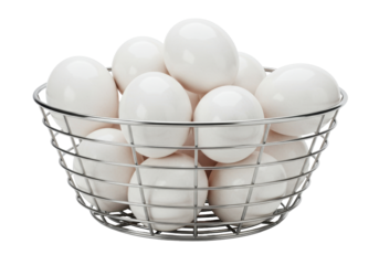 Isolated basket of fresh eggs, breakfast food, protein, healthy diet, simple cooking, farm fresh