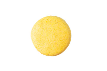 Yellow macaron isolated on a white background.