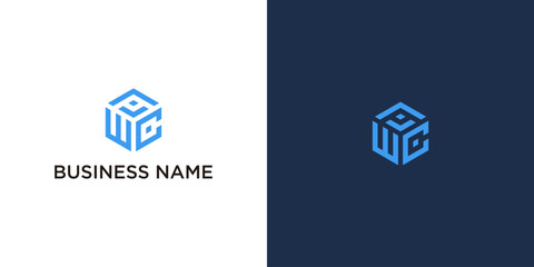 AWC letter monogram cube logo design for modern business and technology branding