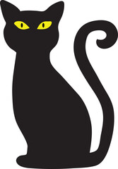 Black Cat Silhouette with Luminous Eyes