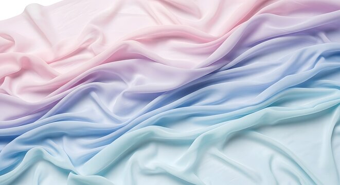 A soft pastel fabric with flowing waves and a gradient of pink, purple, and blue colors creating a dreamy effect
