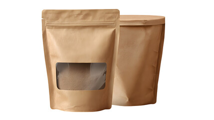 Obraz premium Blank kraft paper pouch packaging isolated on white background