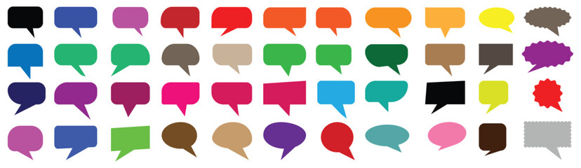Big set of speech bubbles,Collection of colorful speech balloon communication concept, Speak bubble text, vector set of flat message bubbles show chat bubble or dialog boxes on white background. © Asiky Asiq graphic
