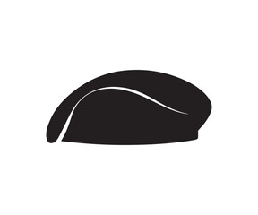 Military beret vector silhouette isolated on white background