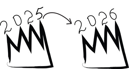 Time Transition 2025 to 2026 - A Conceptual Leap Year Symbolized by Crowns