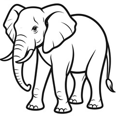 Obraz premium A black and white line drawing of an adult elephant standing