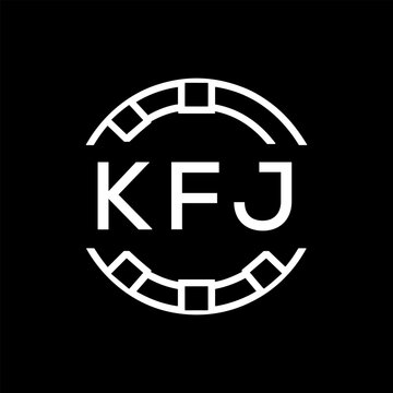Clean Line Art Monogram Emblem for Brands, KFJ Later Logo, Unique Letter  Logo with Circular Motif, 
