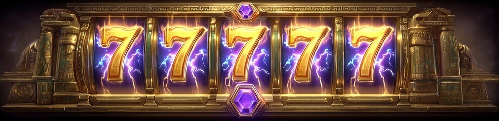 Golden slot machine with number 777 glowing, casino jackpot concept, gambling and luck background illustration