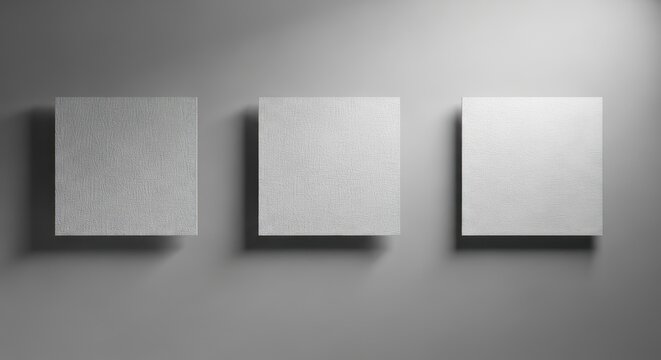 Three Textured White Rectangles Floating with Dramatic Lighting and Shadows