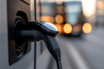 Obraz premium Charging up the future of transportation. Electric car charging point in focus.