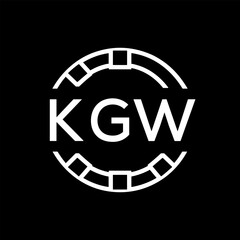 Clean Line Art Monogram Emblem for Brands, KGW Later Logo, Unique Letter  Logo with Circular Motif, 
