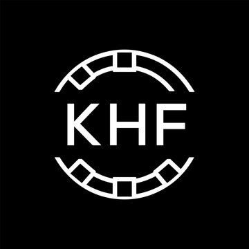 Clean Line Art Monogram Emblem for Brands, KHF Later Logo, Unique Letter  Logo with Circular Motif, 
