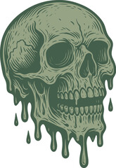 Melting Skull Vector Illustration Dripping Horror Artwork