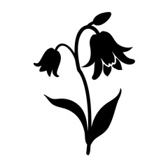 Vector art of bellflower silhouette with leaves