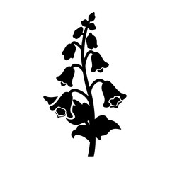 Vector art of foxglove plant silhouette, , showcasing its characteristic tubular flowers and sturdy stem, a classic symbol of wild beauty © MstSonia