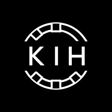 Clean Line Art Monogram Emblem for Brands, KIH Later Logo, Unique Letter  Logo with Circular Motif, 
