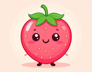 いちごのゆるキャラ風イラスト素材