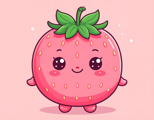 いちごのゆるキャラ風イラスト素材