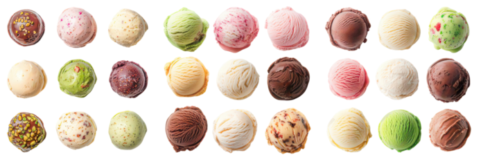 A Palette of Delight: A captivating display of various ice cream flavors, each scoop a unique taste sensation, offering a delightful sensory experience for every palate.