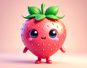 いちごのゆるキャラ風3DCG素材